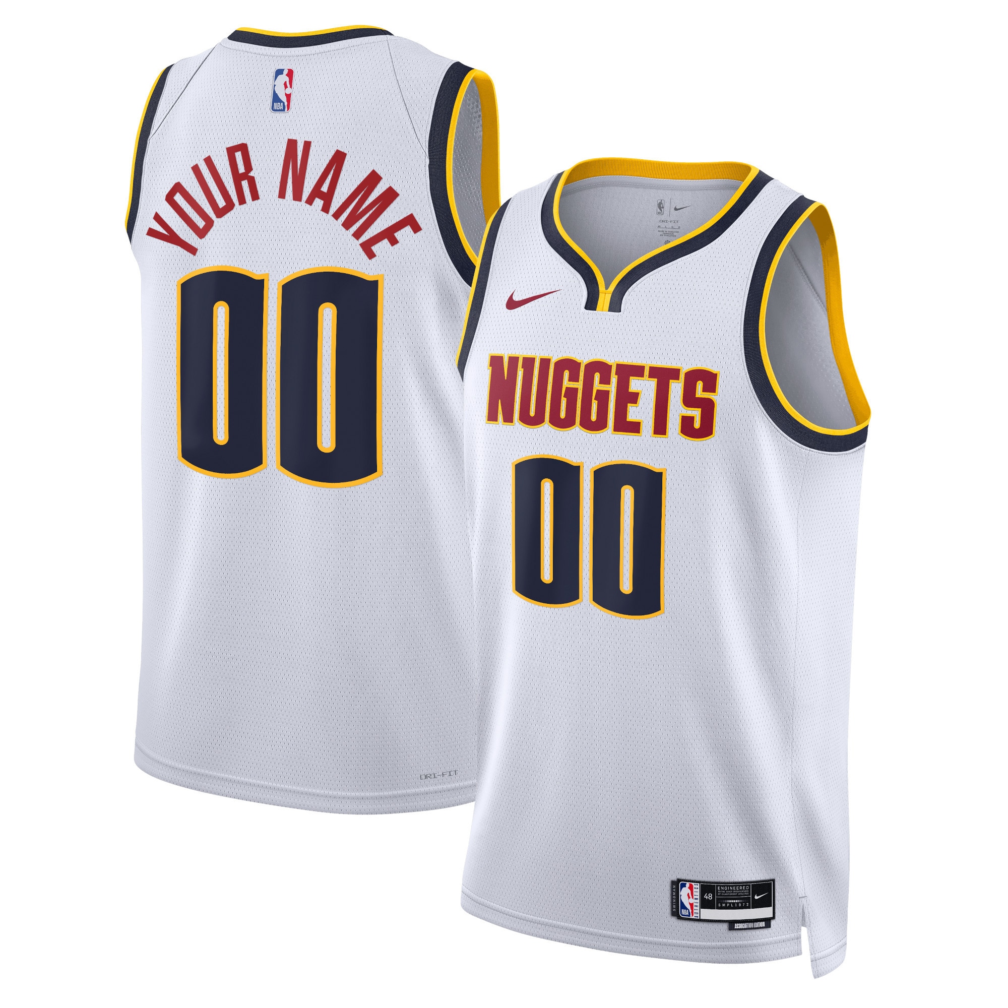 Denver Nuggets  Unisex Swingman Custom Jersey White - Association Edition