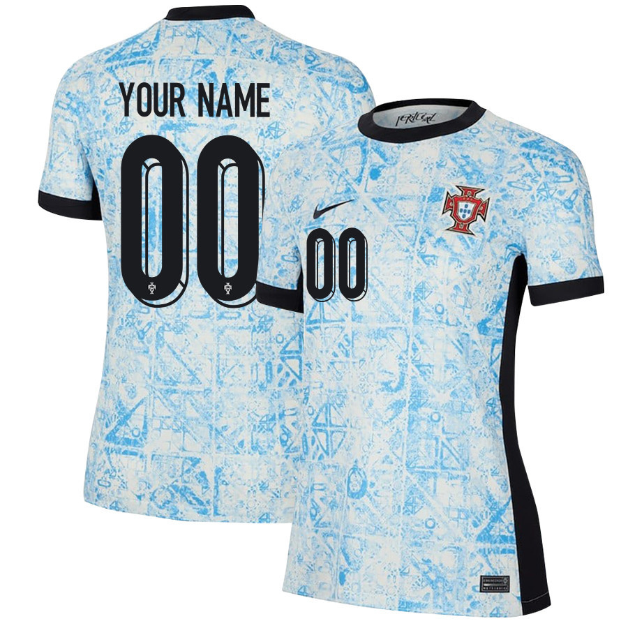 Portugal National Team 2024/25 Away Custom WOMEN Jersey - Cream/Blue
