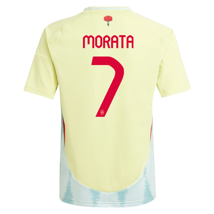 Álvaro Morata 7 Spain National Team 2024 Away YOUTH Jersey - Yellow