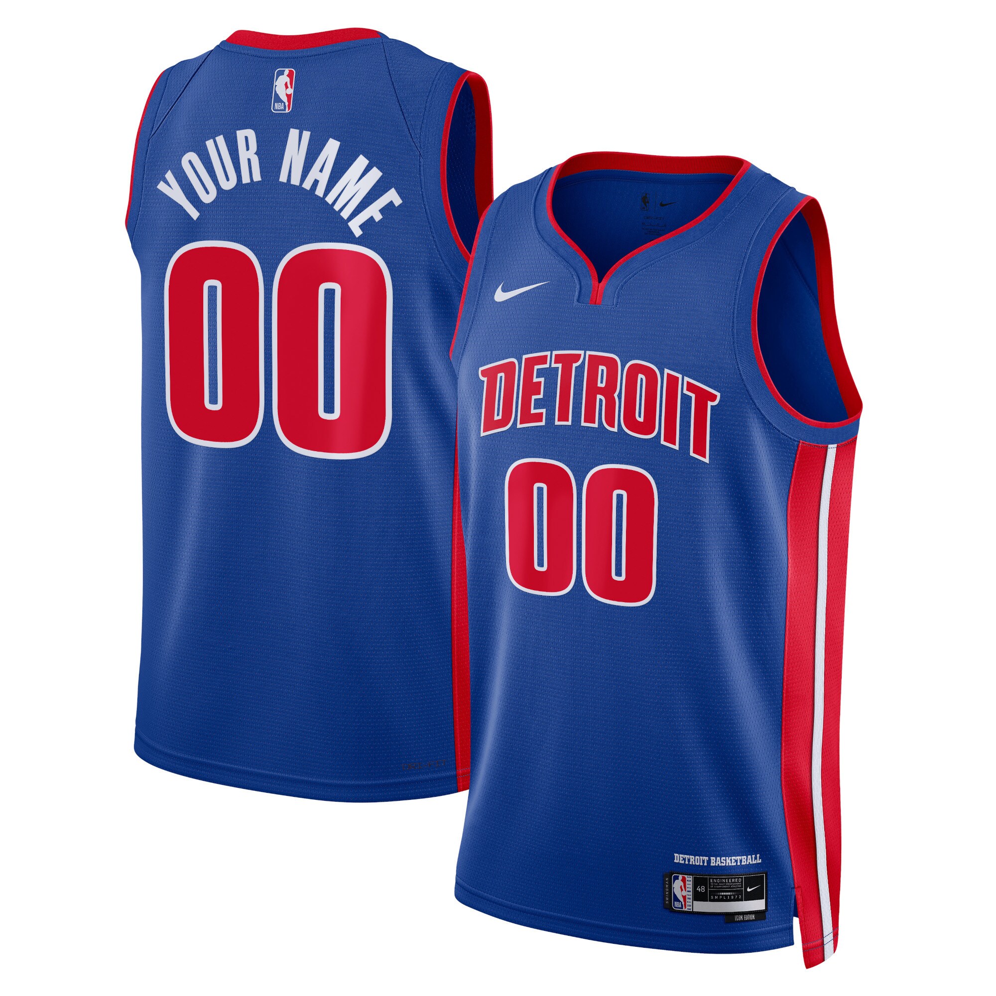 Detroit Pistons  Unisex Swingman Custom Jersey Blue - Icon Edition