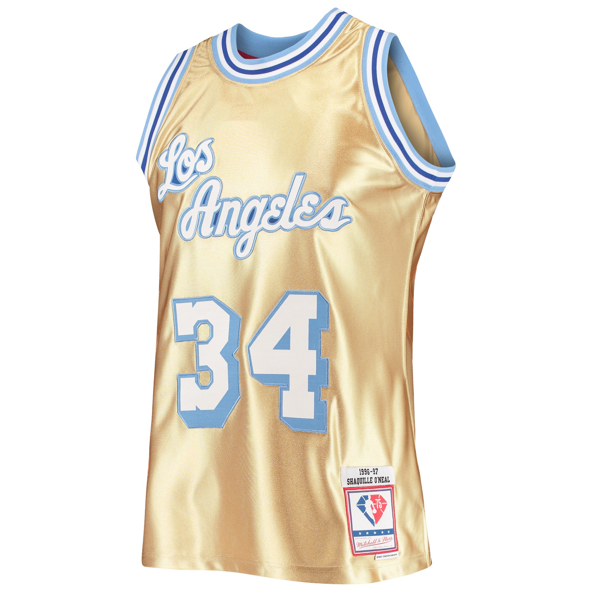 Shaquille O'Neal Los Angeles Lakers Mitchell & Ness 75th Anniversary 1996\/97 Hardwood Classics Swingman Jersey - Gold