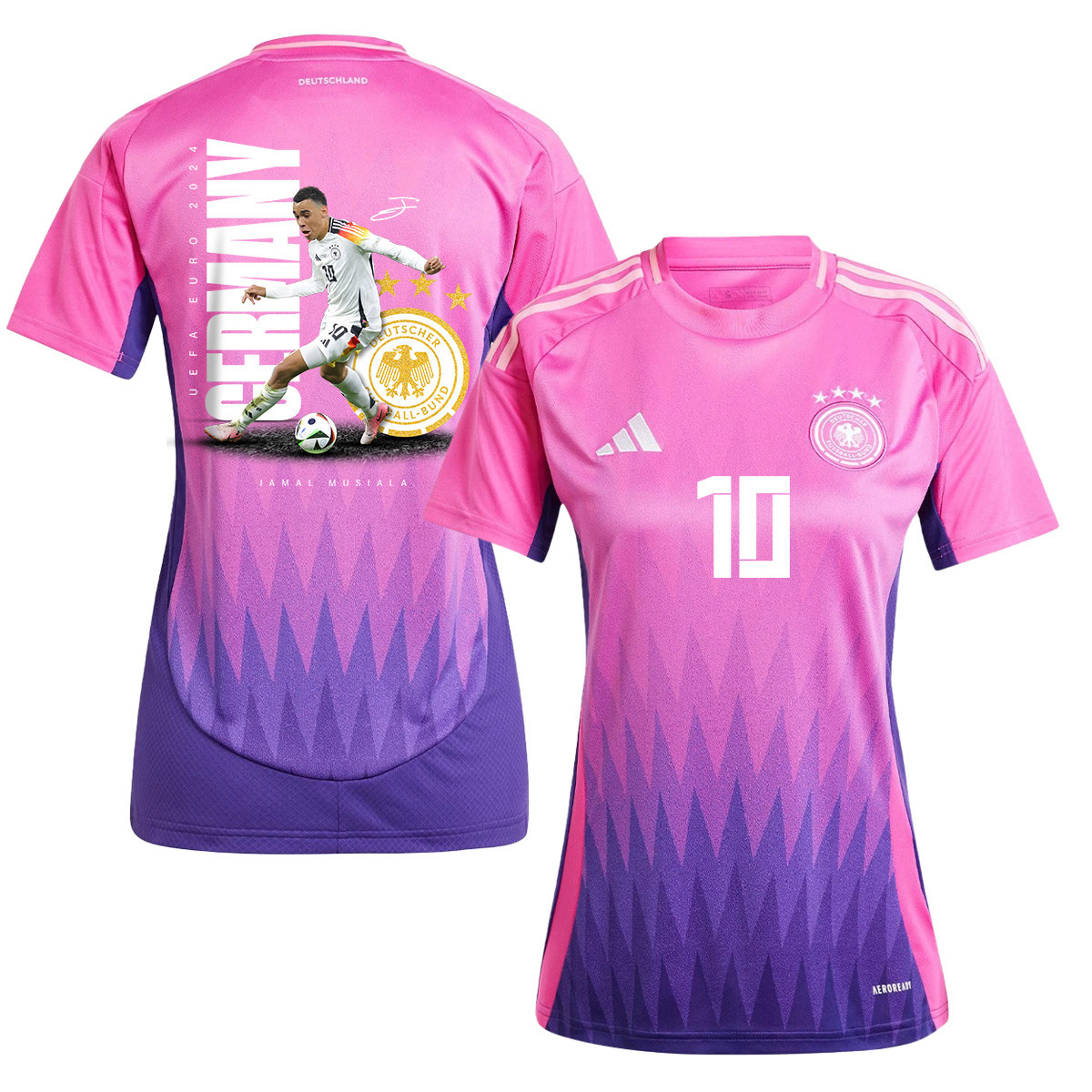 Jamal Musiala 10 Signed Game-changer Germany National Team 2024 Away WOMEN Jersey - Purple