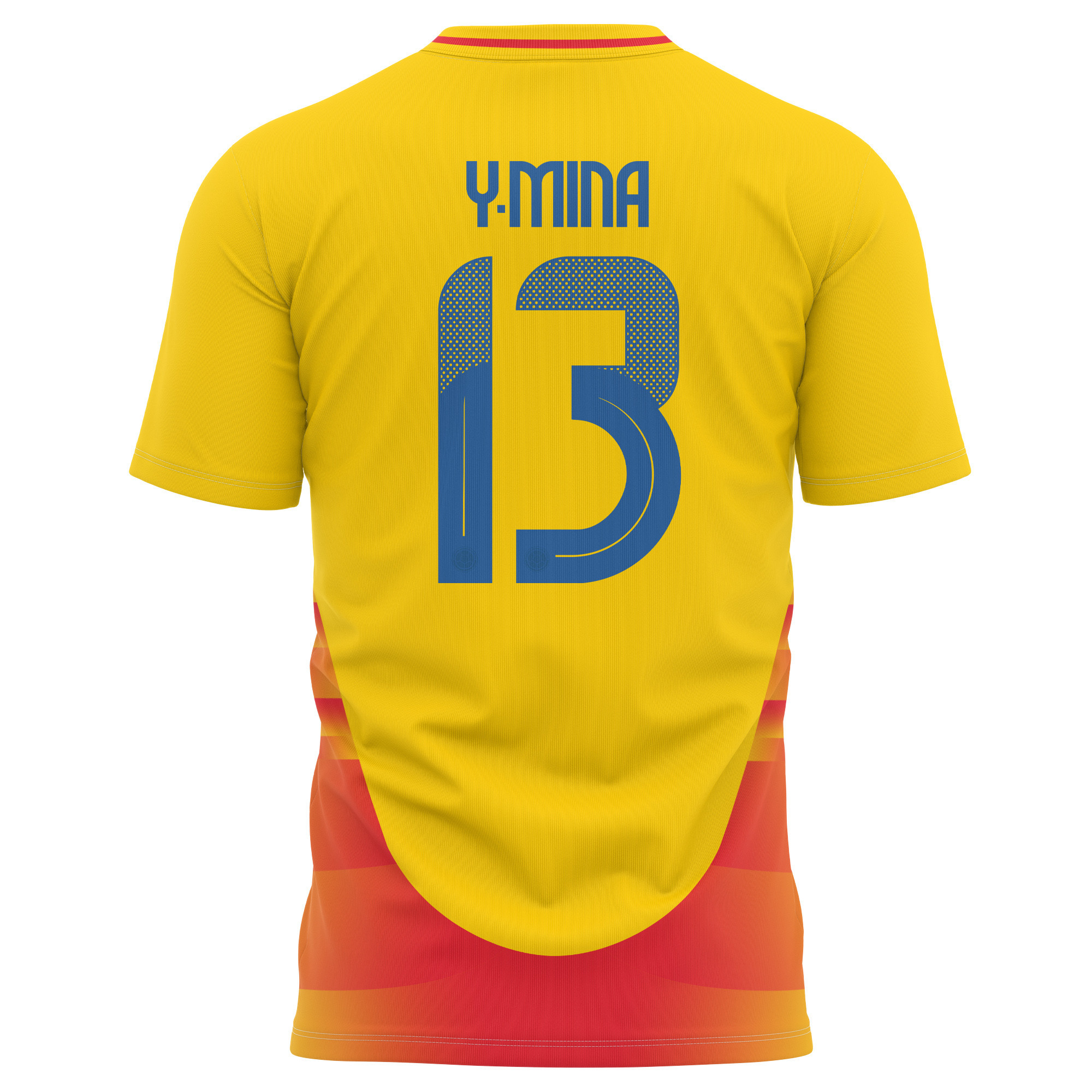 Yerry Mina 13 Colombia National Team 2024 Home Kits AOP T-shirt - Yellow