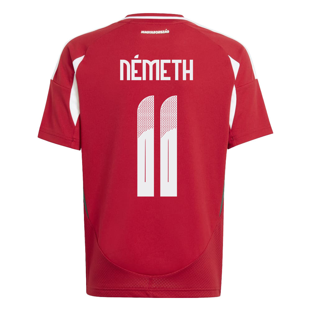 András Németh 11 Hungary National Team 2024/25 Home YOUTH Jersey - Red