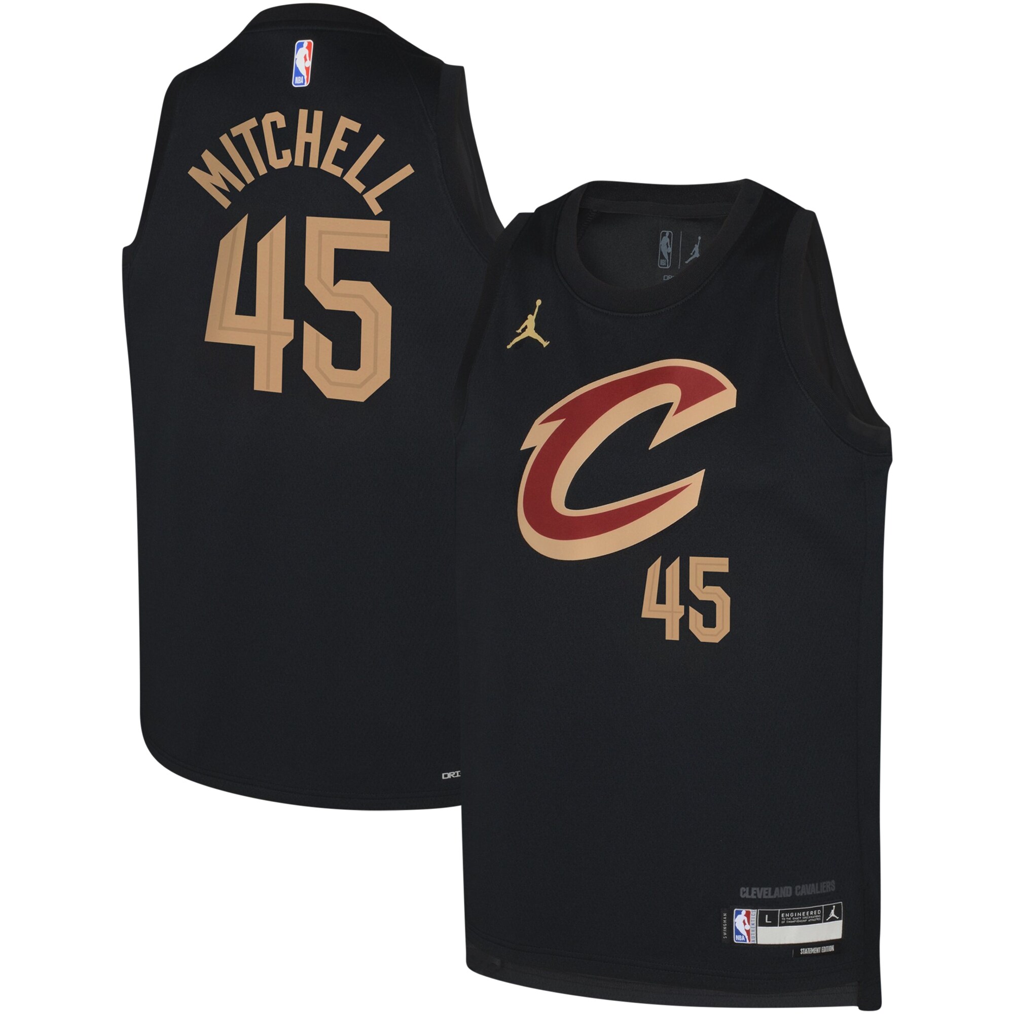 Donovan Mitchell Cleveland Cavaliers Jordan Brand Youth Swingman Jersey - Statement - Black