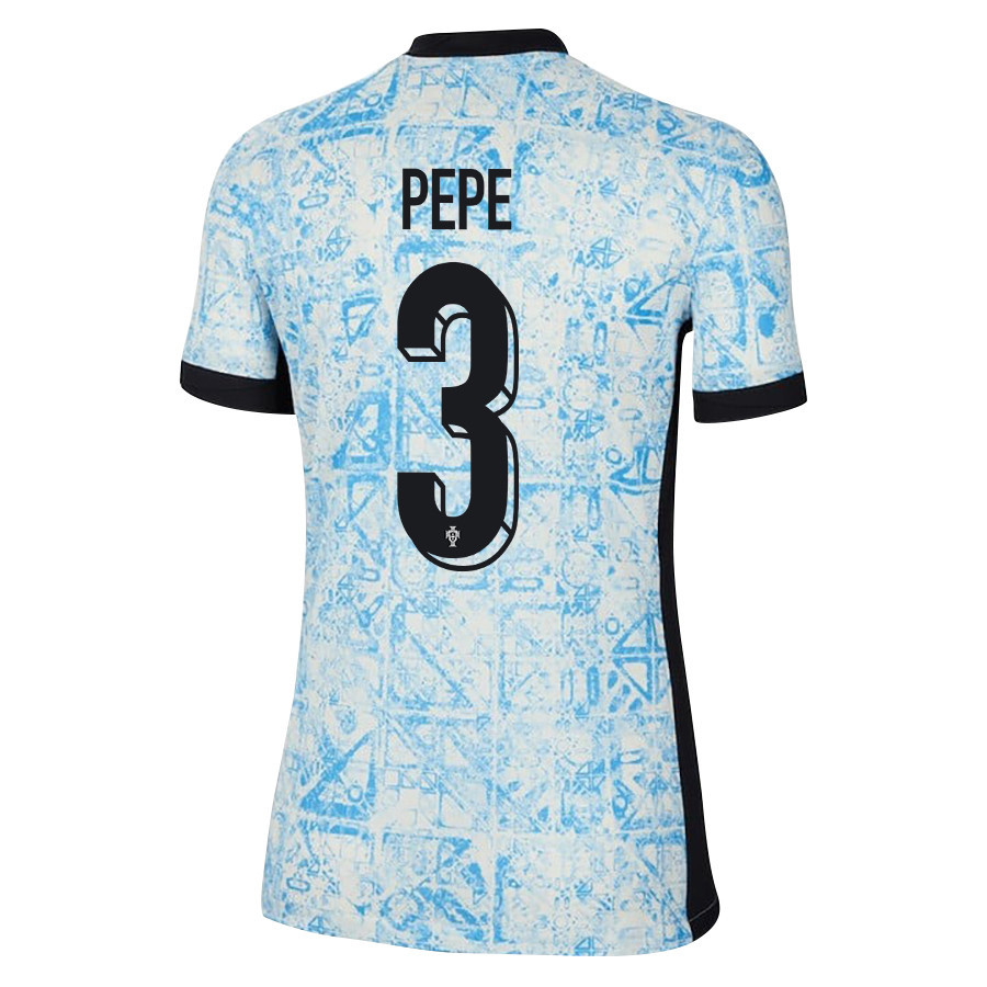Pepe 3 Portugal National Team 2024/25 Away WOMEN Jersey - Cream/Blue