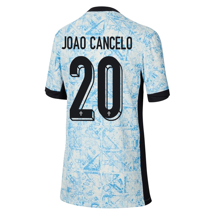 João Cancelo 20 Portugal National Team 2024/25 Away YOUTH Jersey - Cream/Blue