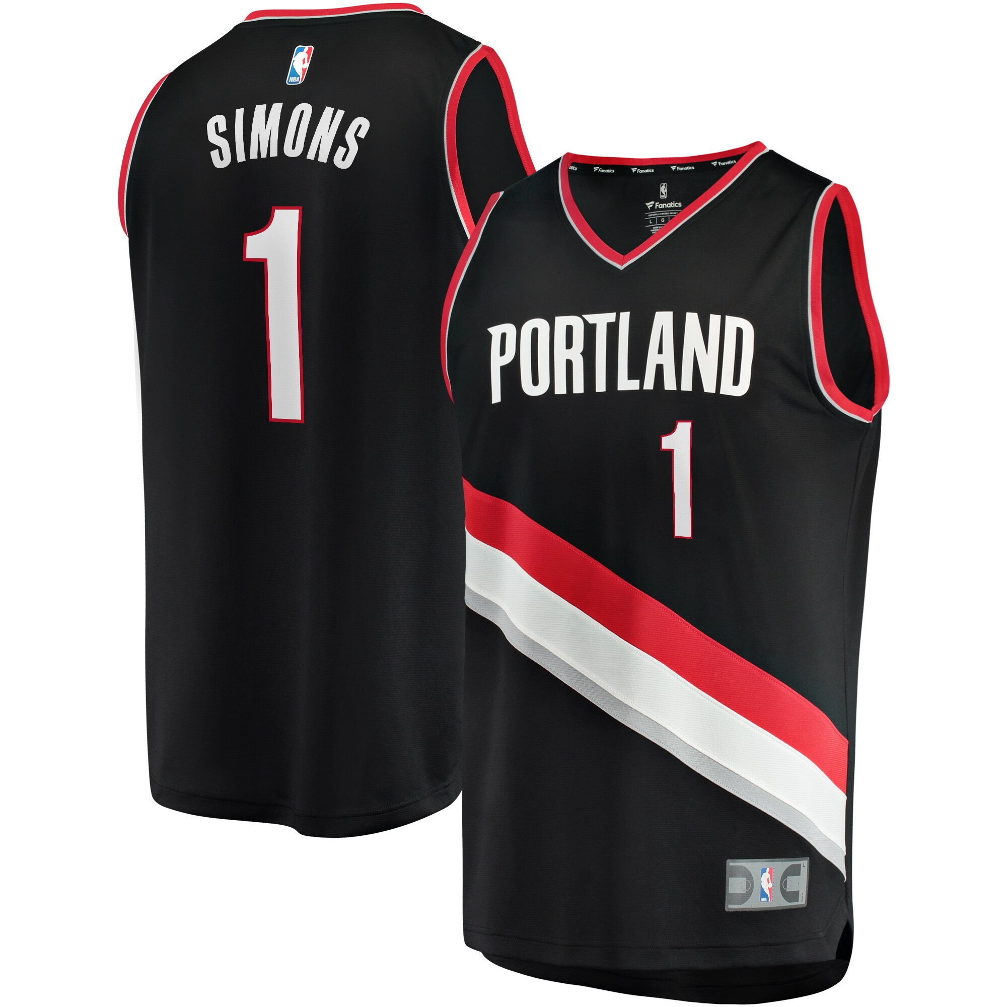 Anfernee Simons Portland Trail Blazers Fanatics Fast Break Replica Player Jersey - Icon Edition - Black
