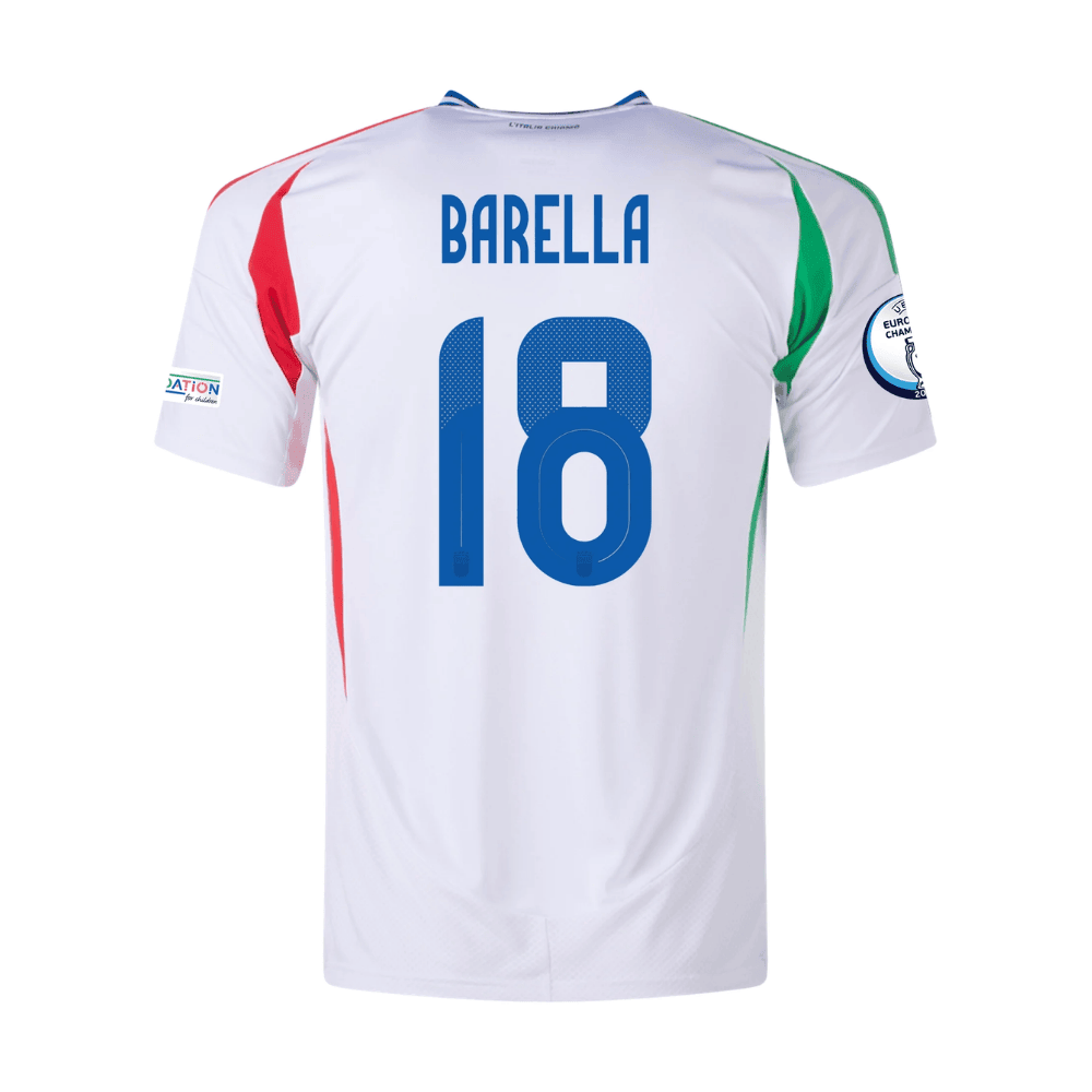 Nicolò Barella 18 Italy National Team 2024 Away Men Jersey - White