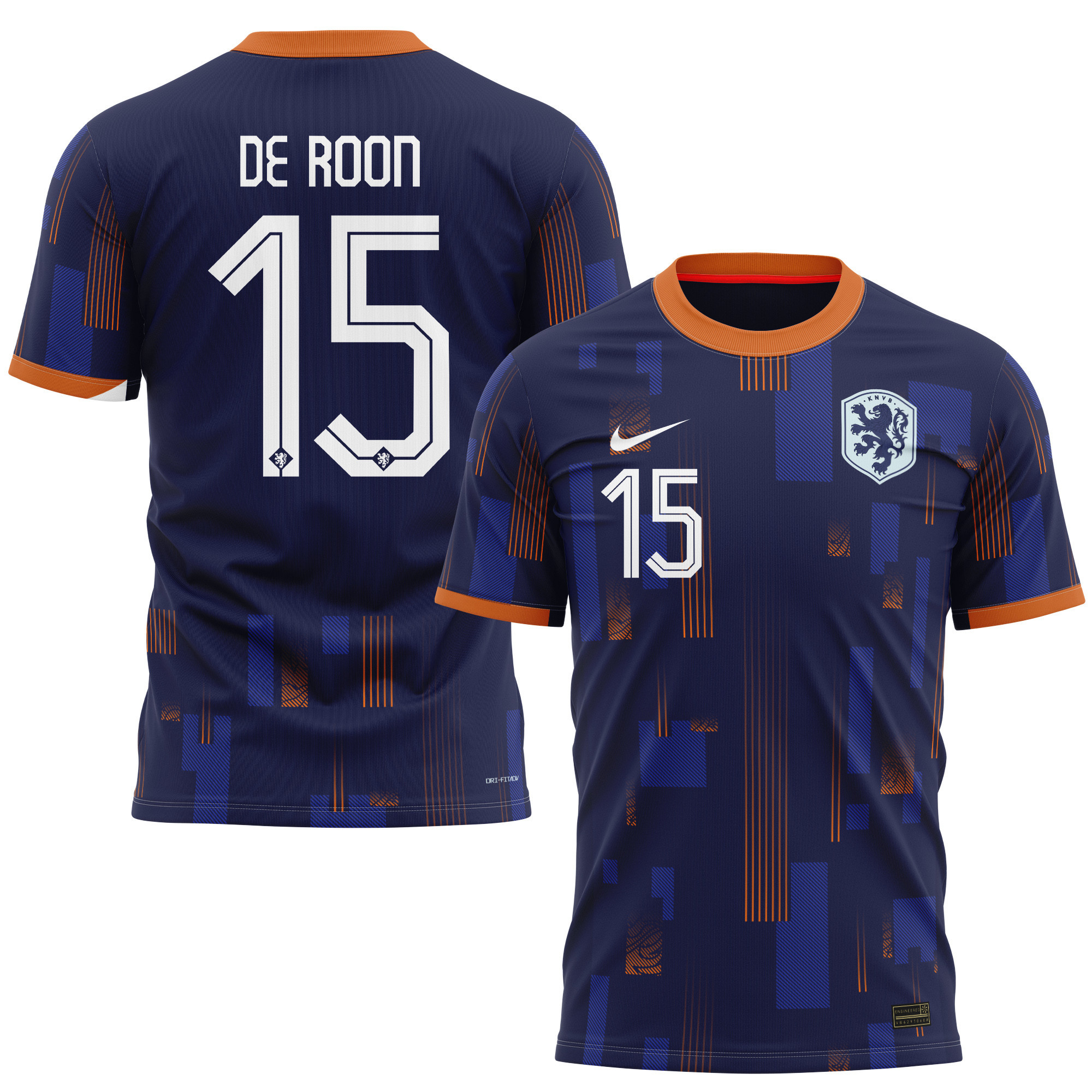 Marten de Roon 15 Netherlands National Team 2024 Away Kits AOP T-shirt - Navy