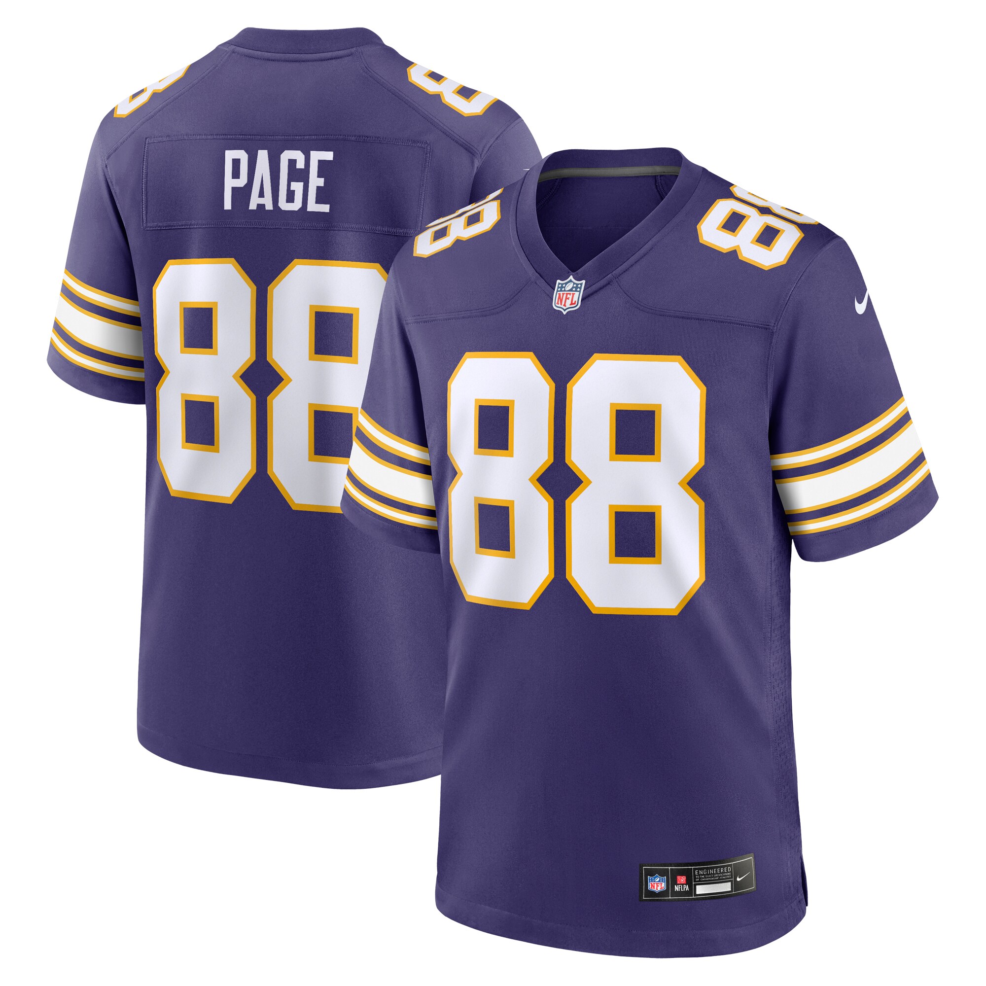 Alan Page Minnesota Vikings  Classic Retired Player Jersey - Purple