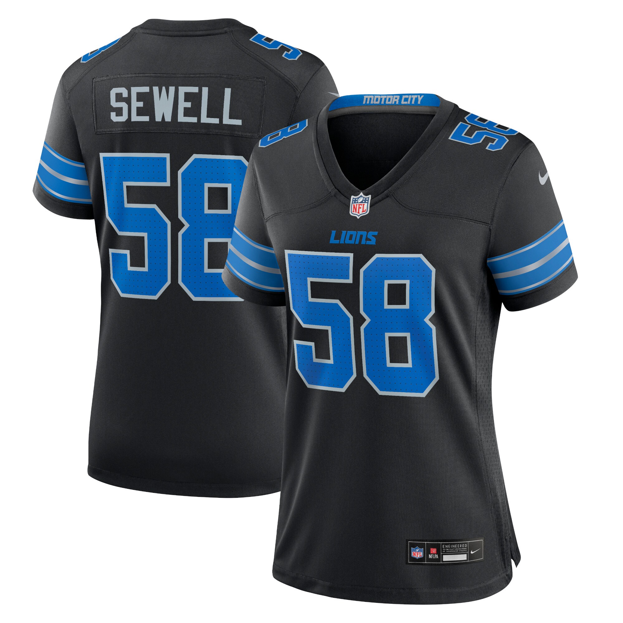 Penei Sewell Detroit Lions  Women's 2nd Alternate Game Jersey - Black