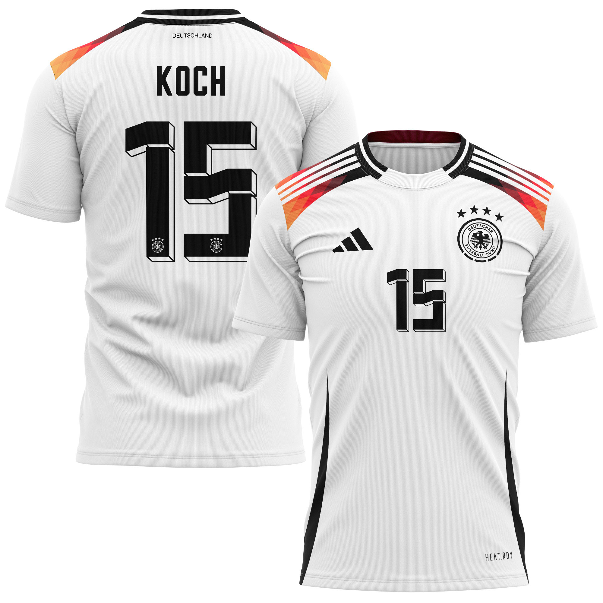 Robin Koch 15 Germany National Team 2024 Home Kits AOP T-shirt - White