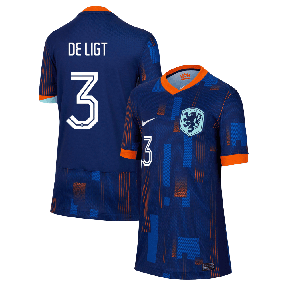 Matthijs de Ligt 3 Netherlands National Team 2024 Away YOUTH Jersey - Blue