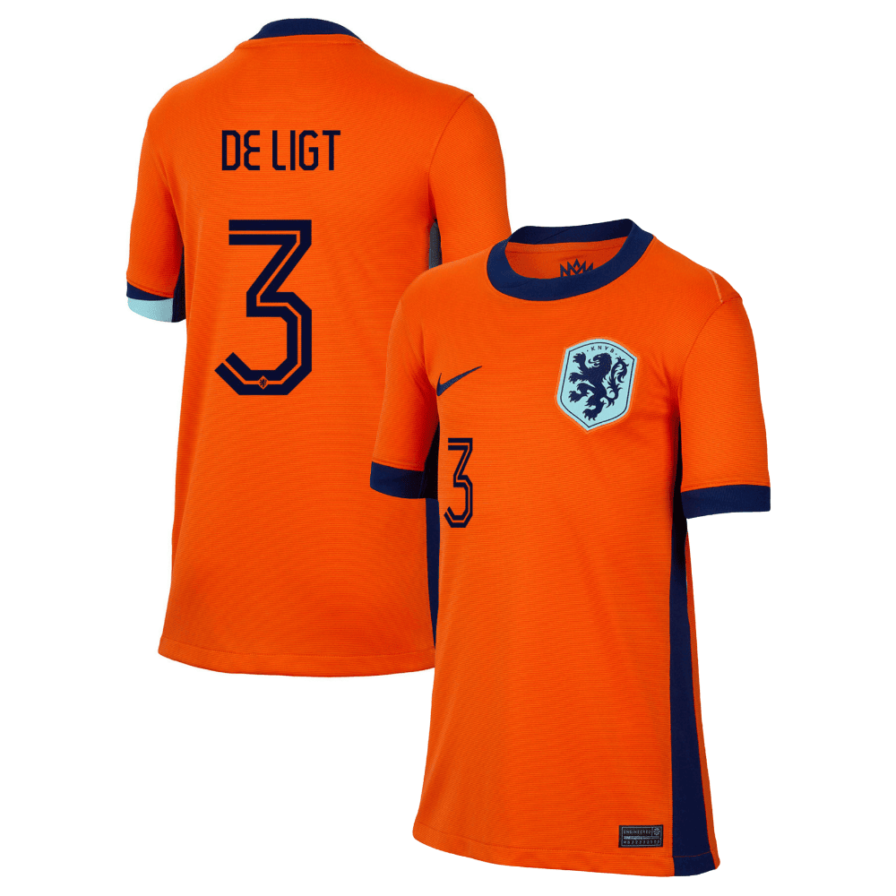 Matthijs de Ligt 3 Netherlands National Team 2024 Home YOUTH Jersey - Orange