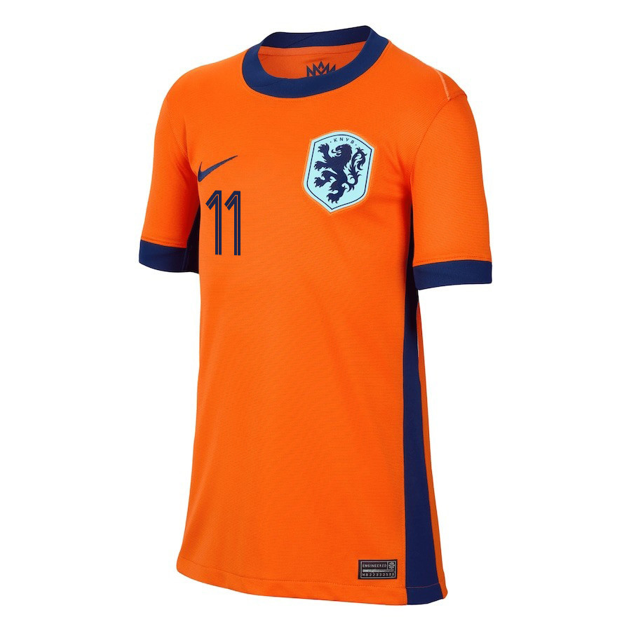 Steven Berghuis 11 Netherlands National Team 2024/25 Home YOUTH Jersey - Orange