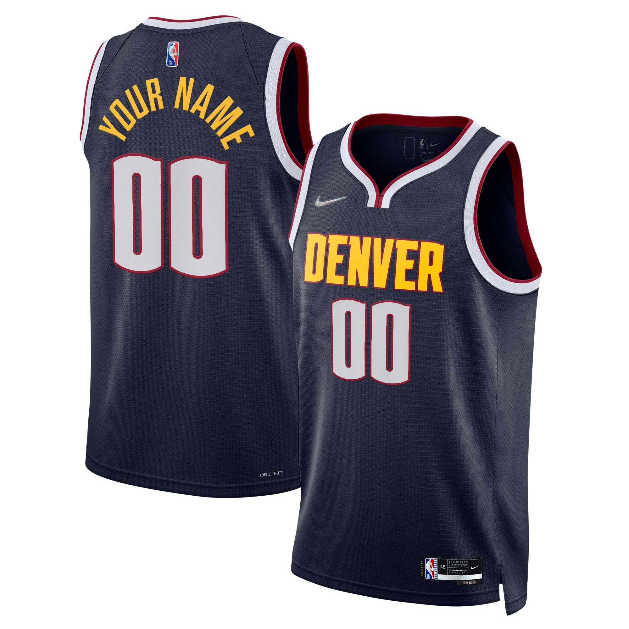 Denver Nuggets  2021\/22 Diamond Swingman Custom Jersey - Icon Edition - Navy