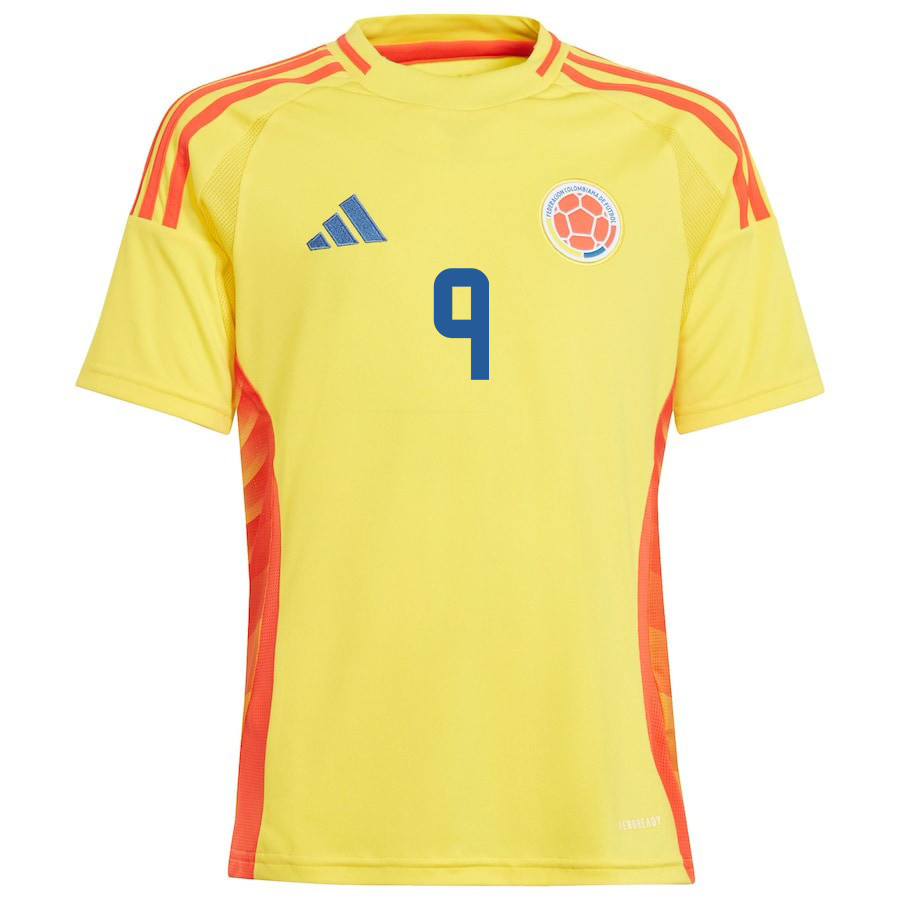Jhon Córdoba 9 Colombia National Team 2024/25 Home YOUTH Jersey - Yellow