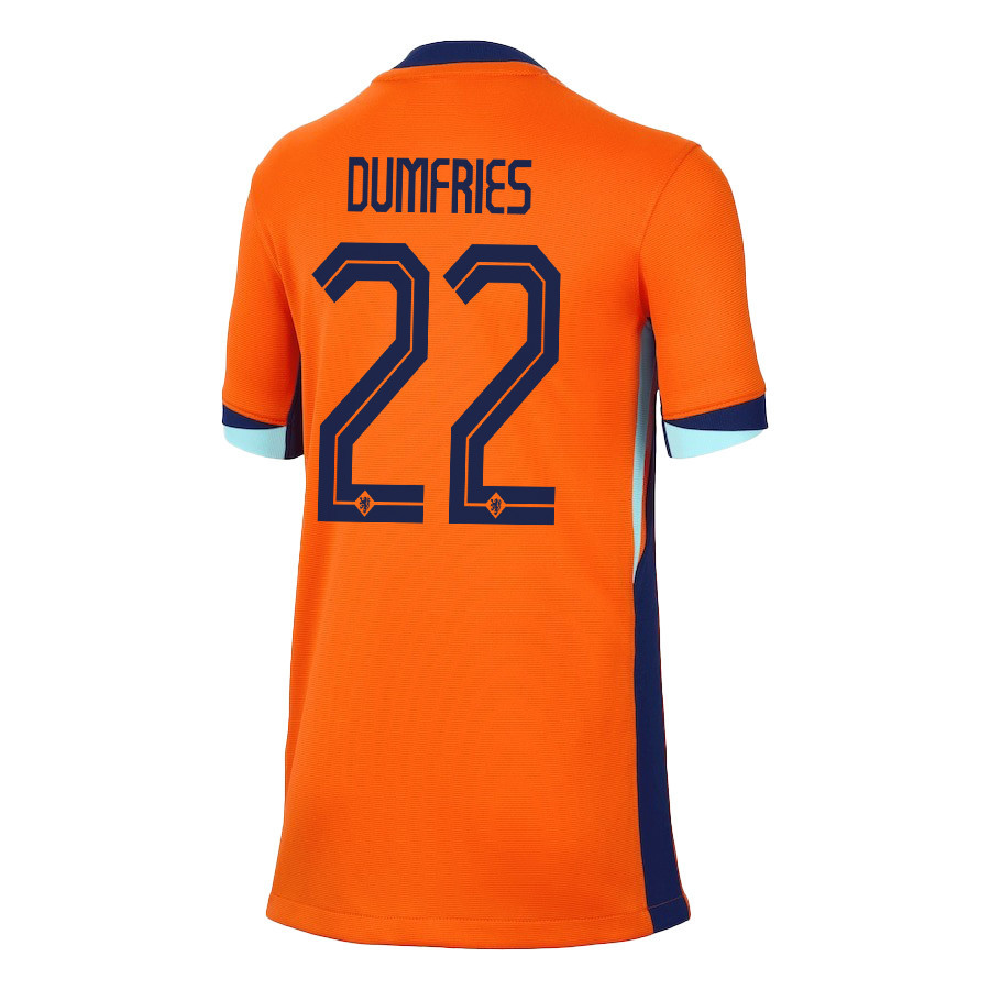 Denzel Dumfries 22 Netherlands National Team 2024/25 Home YOUTH Jersey - Orange
