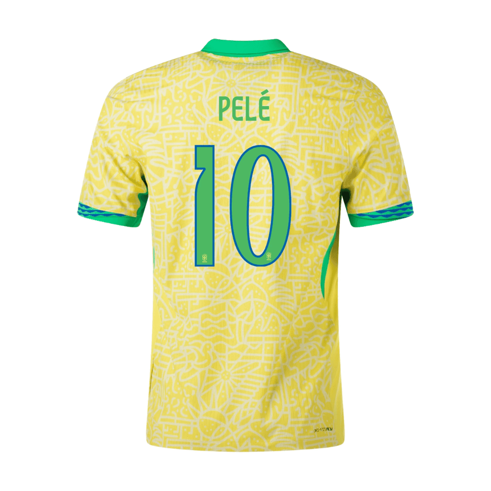 Pelé 10 Brazil National Team 2024 Home Stadium Men Jersey - Yellow