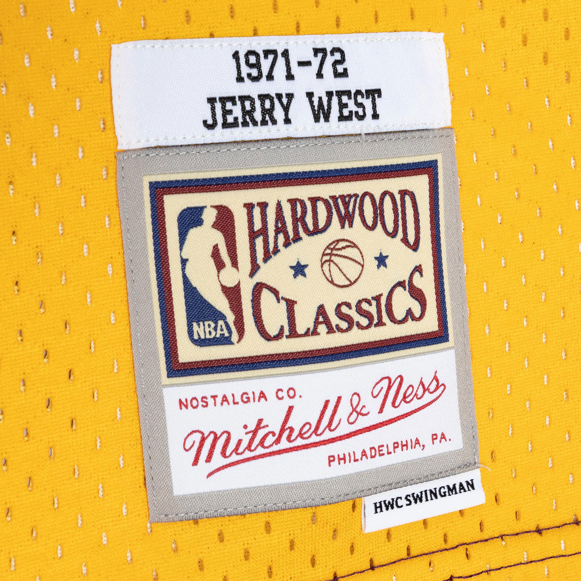 Jerry West Los Angeles Lakers Mitchell & Ness Hardwood Classics 1971\/72 Split Swingman Jersey - Purple\/Gold