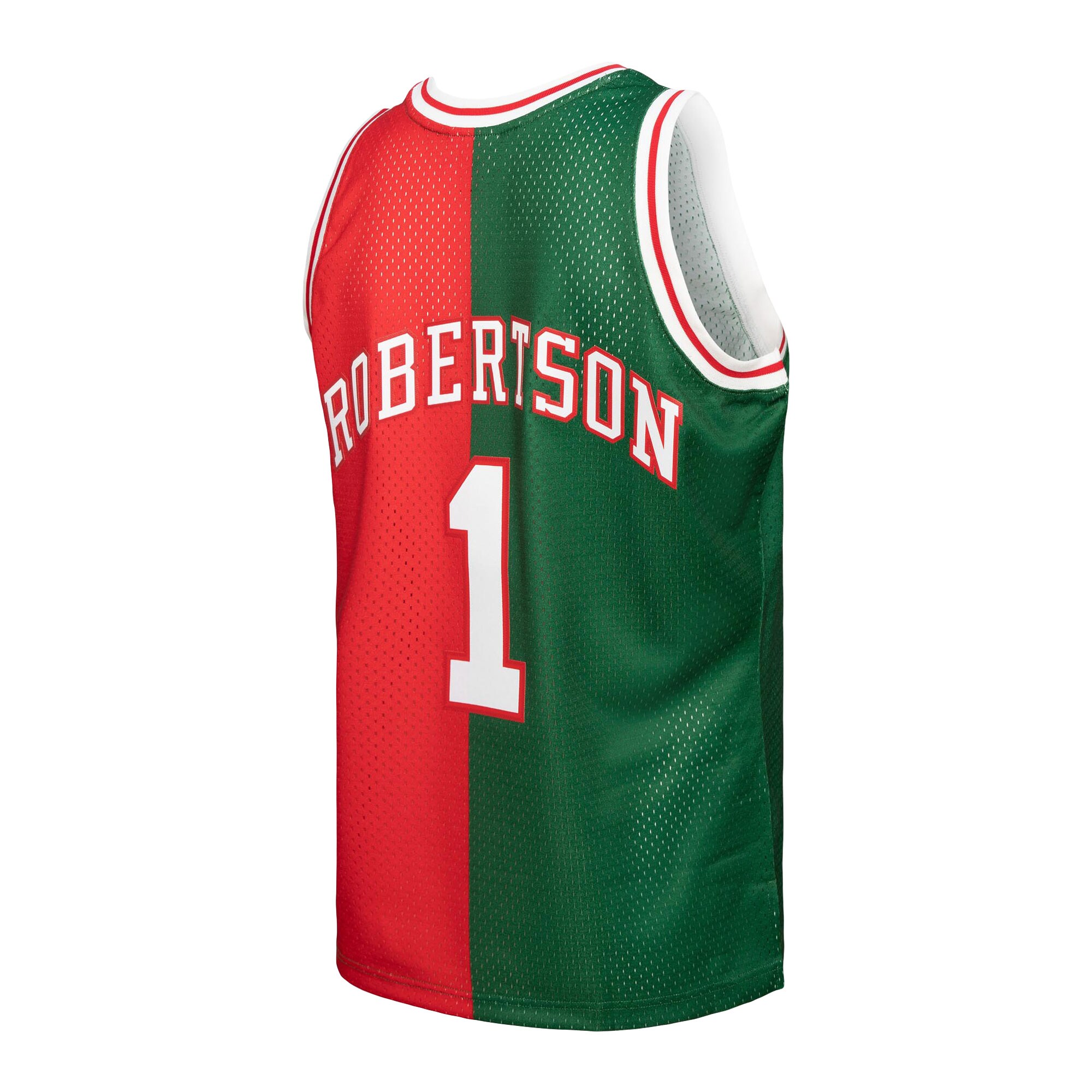Oscar Robertson Milwaukee Bucks Mitchell & Ness Hardwood Classics 1971\/72 Split Swingman Jersey - Green\/Red