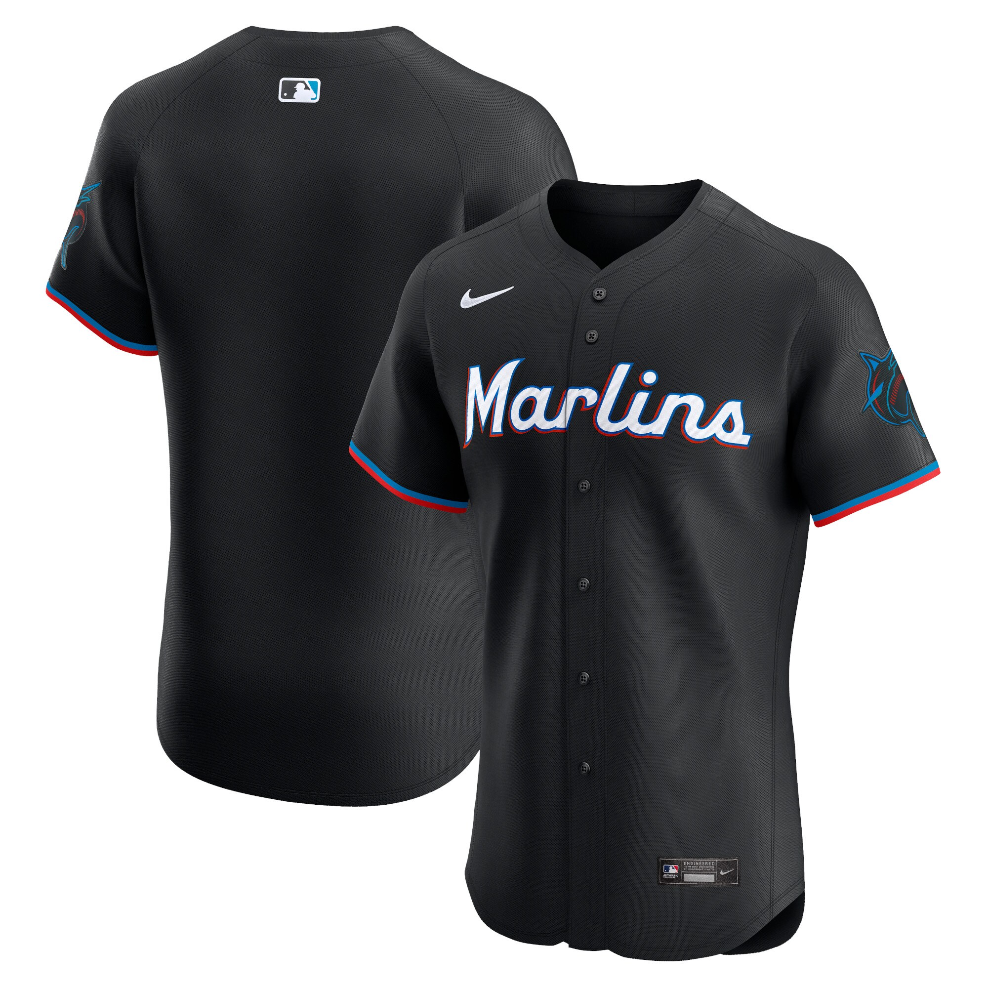 Miami Marlins  Alternate Vapor Premier Elite Patch Jersey - Black