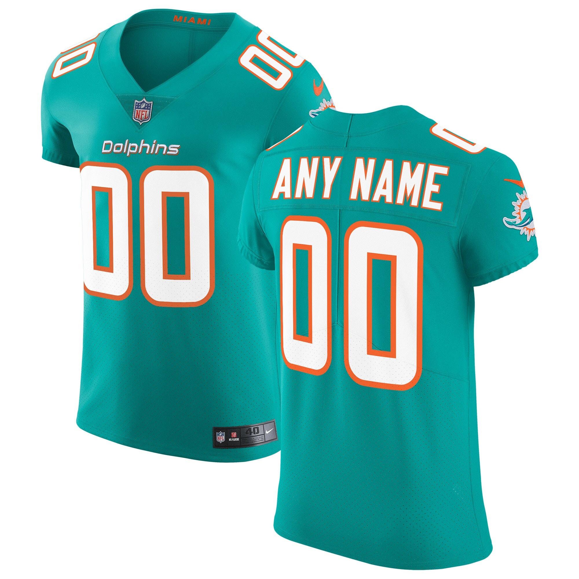 Miami Dolphins  Vapor Untouchable Elite Custom Jersey - Aqua