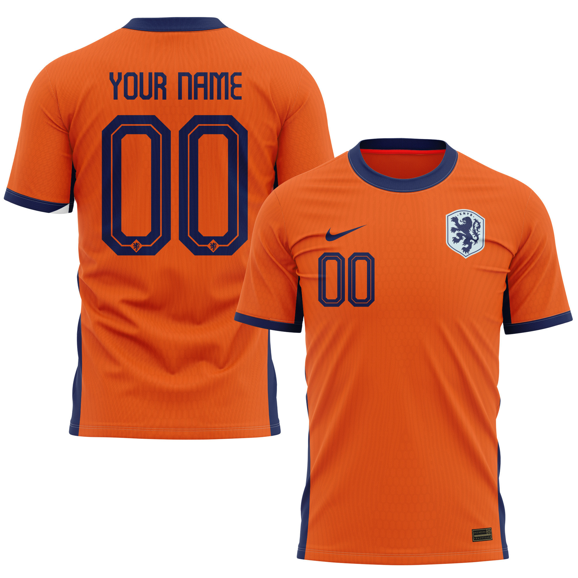 Netherlands National Team 2024 Home Kits Custom AOP T-shirt - Orange