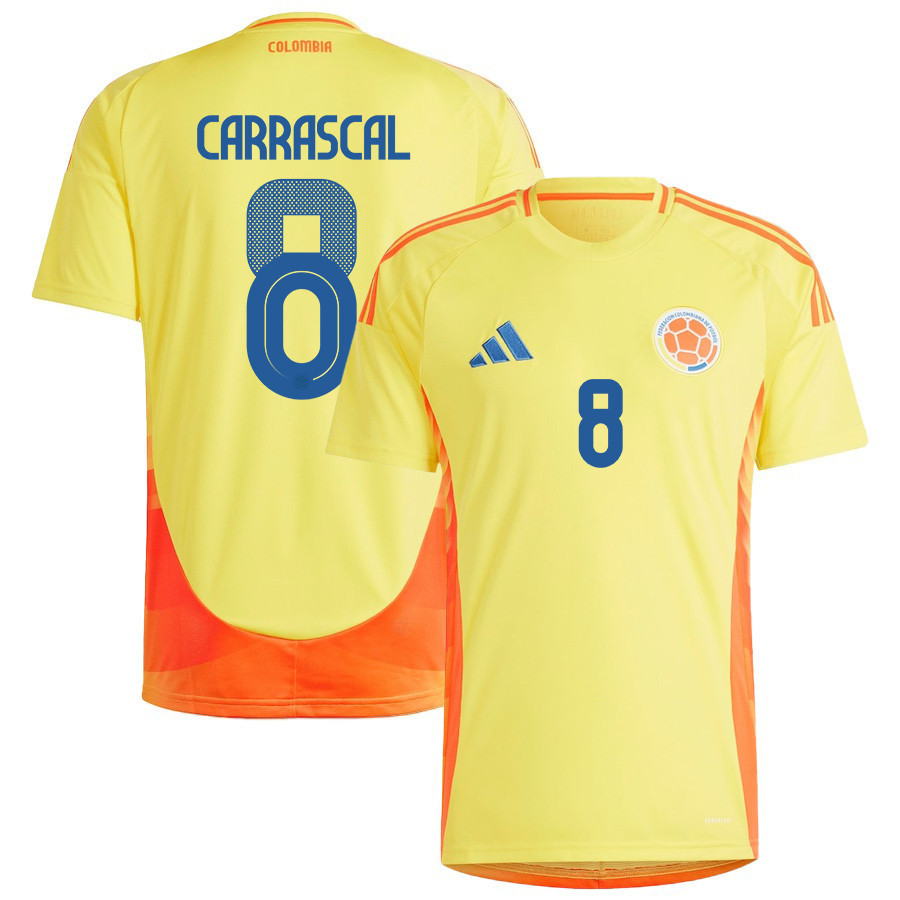 Jorge Carrascal 8 Colombia National Team 2024/25 Home Men Jersey - Yellow