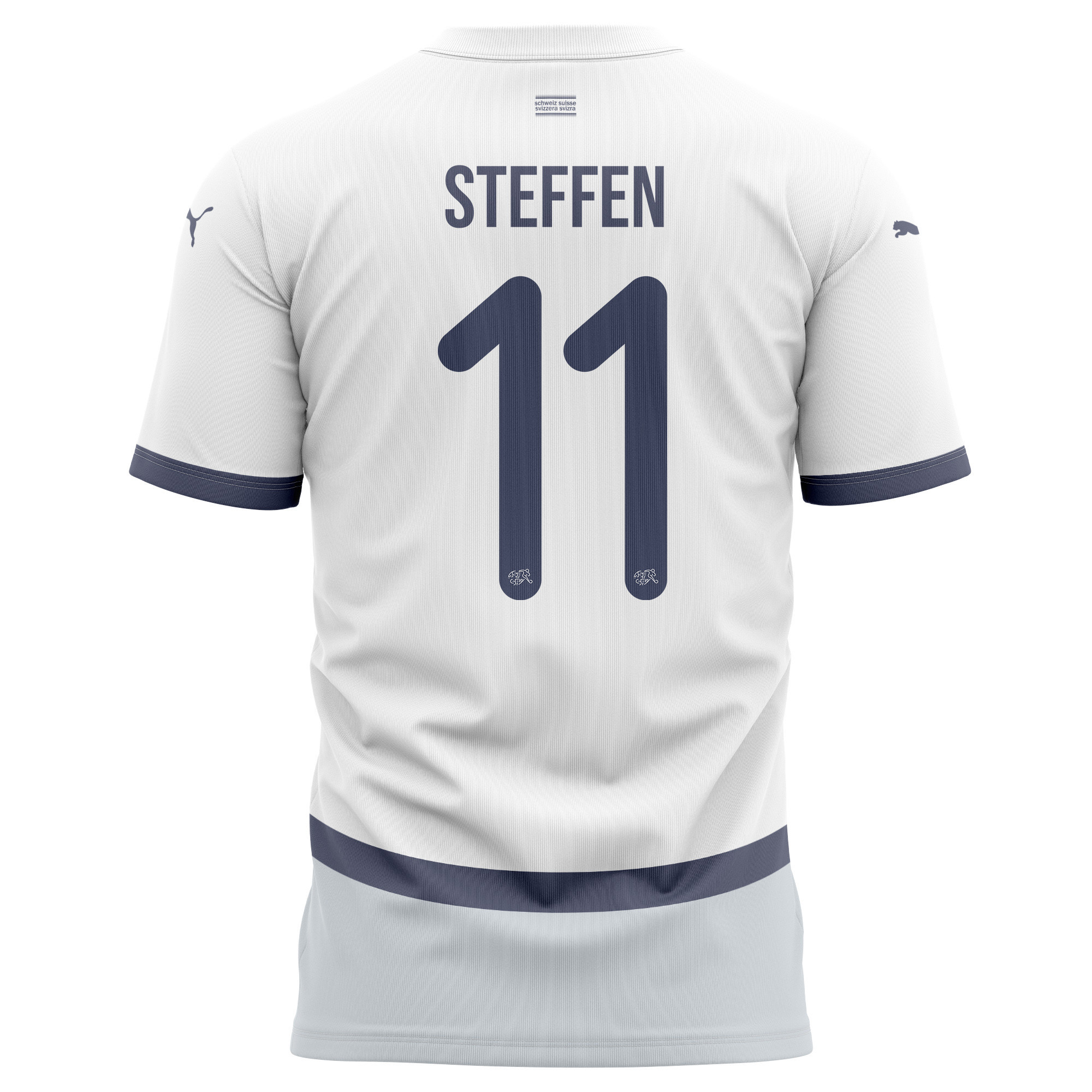 Renato Steffen 11 Switzerland National Team 2024/25 Away Kits AOP T-shirt - White