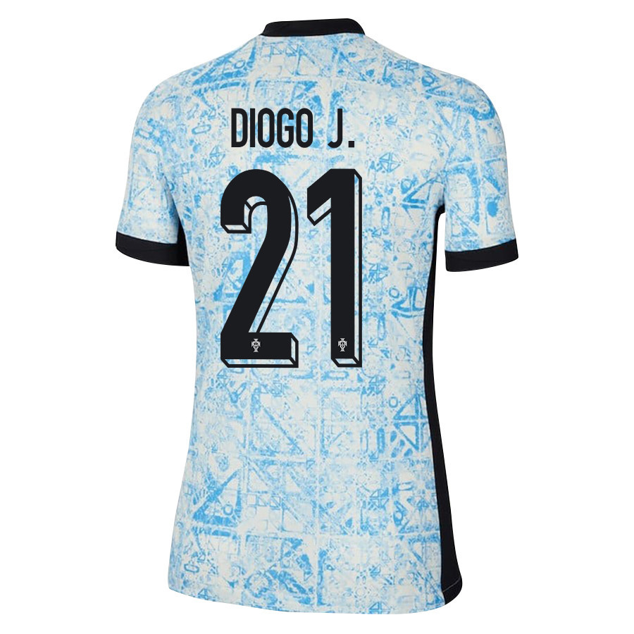 Diogo Jota 21 Portugal National Team 2024/25 Away WOMEN Jersey - Cream/Blue