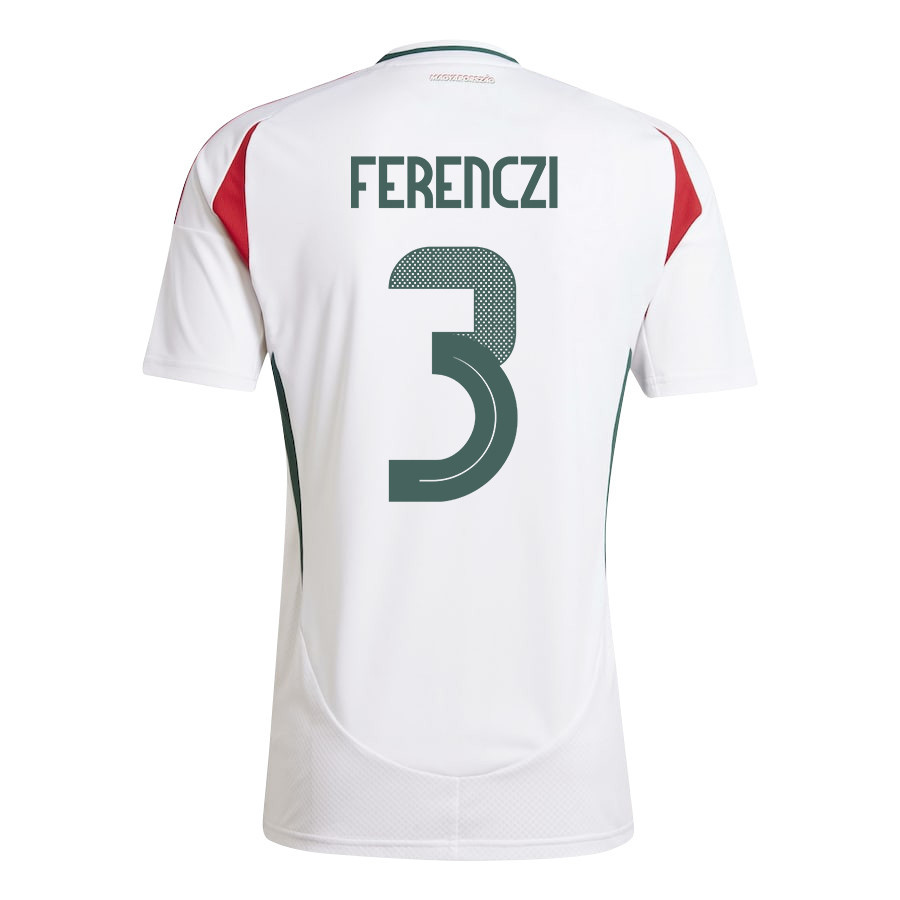 János Ferenczi 3 Hungary National Team 2024/25 Away Men Jersey - White