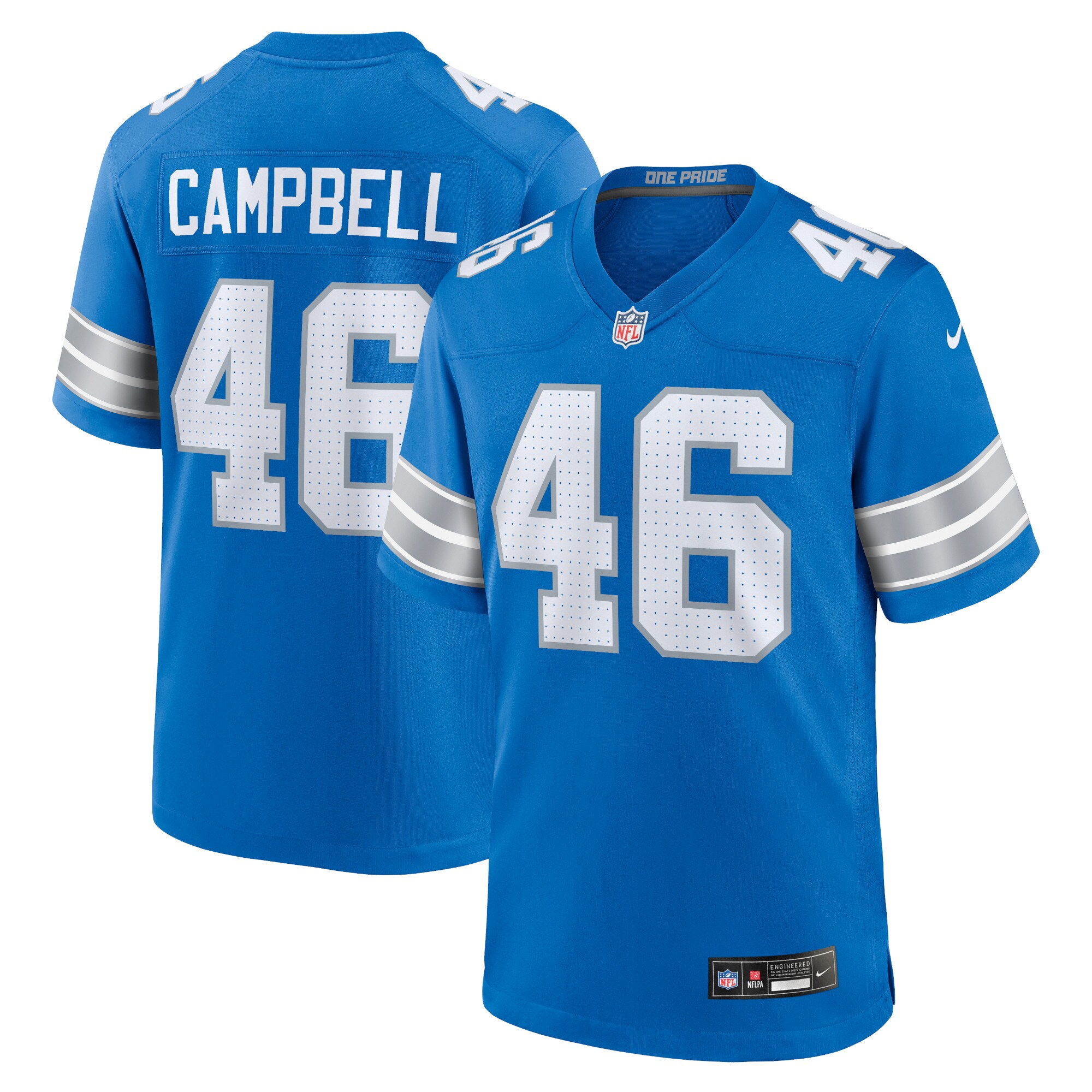 Jack Campbell Detroit Lions  Game Jersey - Blue