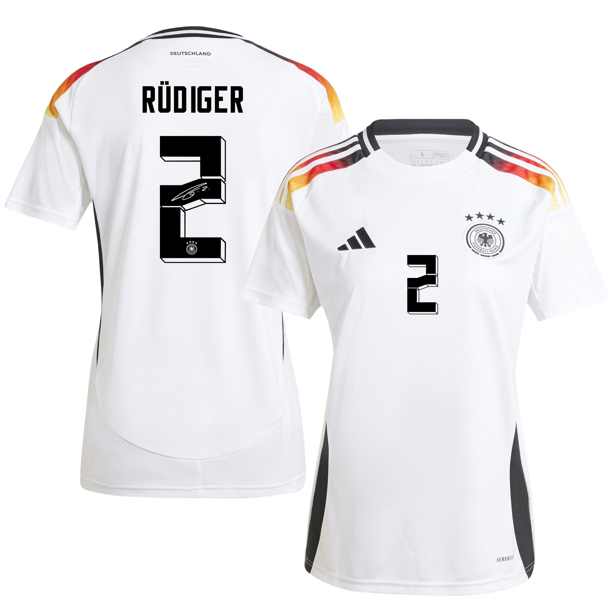 Antonio Rüdiger 2 Signed Germany National Team 2024/25 Home Jersey Autographed - Women
