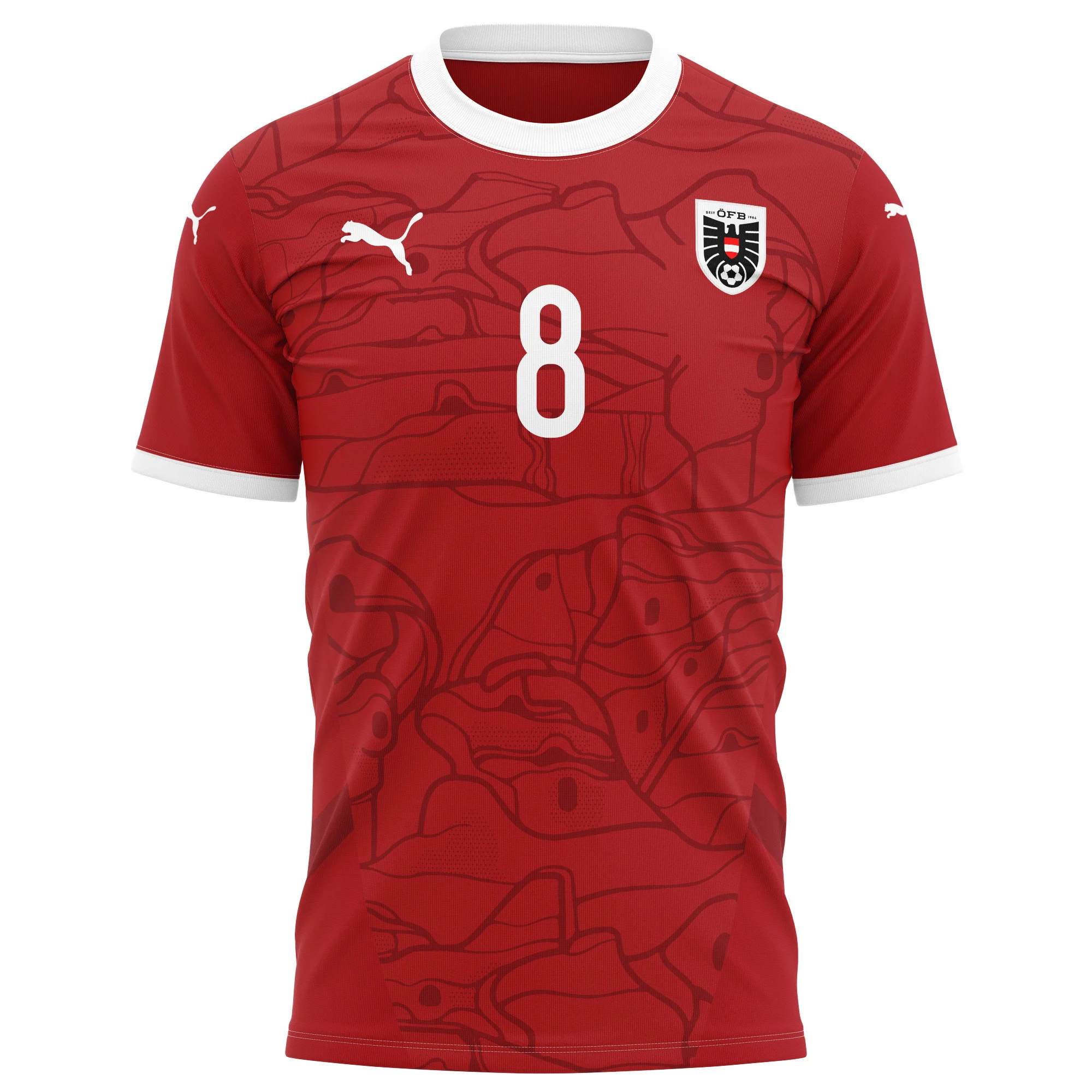 David Alaba 8 Austria National Team 2024/25 Home Kits AOP T-shirt - Red