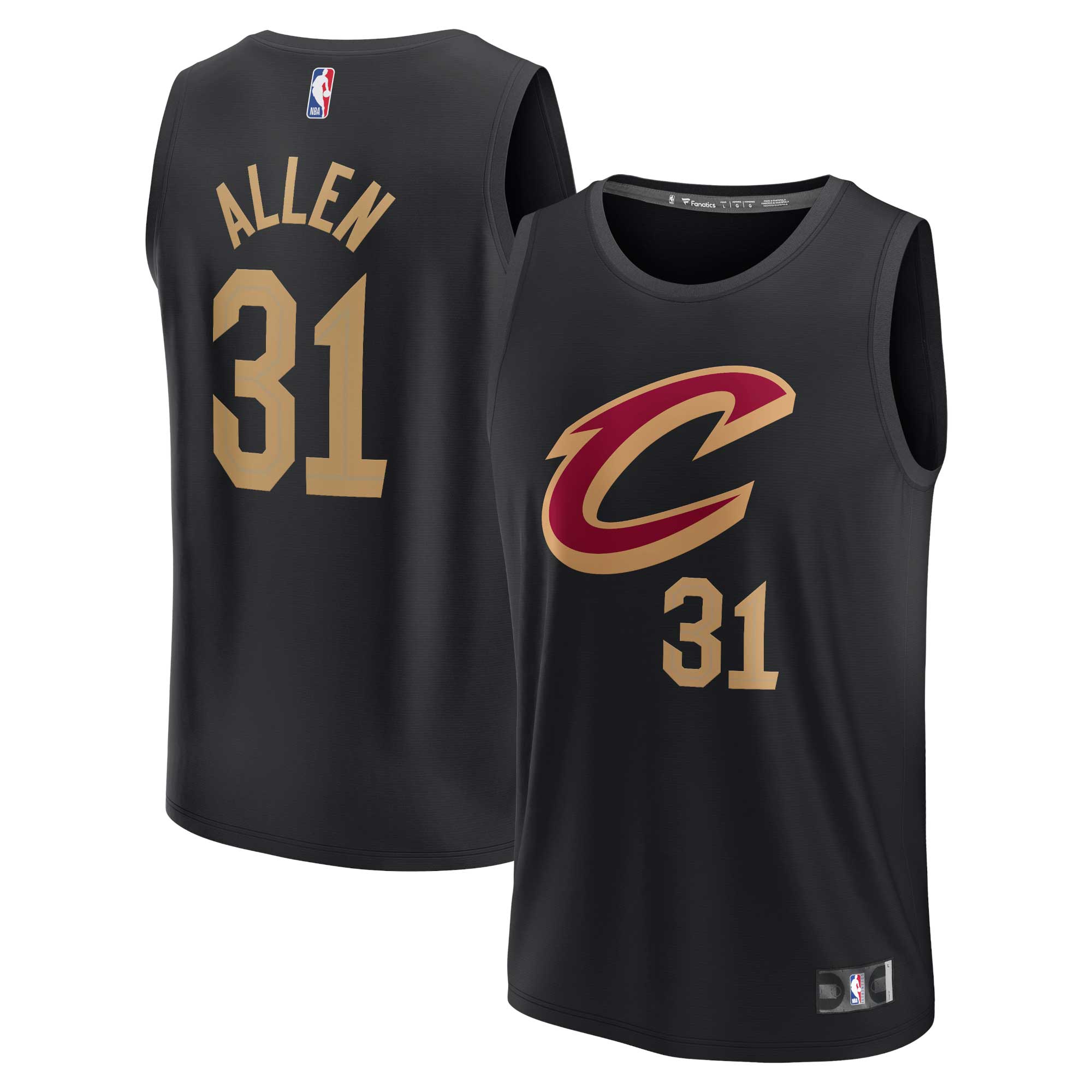 Jarrett Allen Cleveland Cavaliers Fanatics Youth Fast Break Player Jersey - Black - Statement Edition