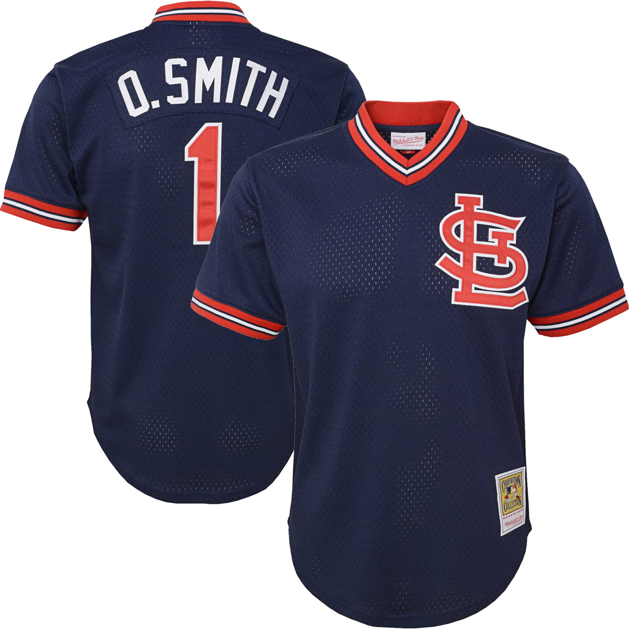 Ozzie Smith St. Louis Cardinals Mitchell & Ness Youth Cooperstown Collection\u00c2\u00a0Mesh Batting Practice Jersey - Navy