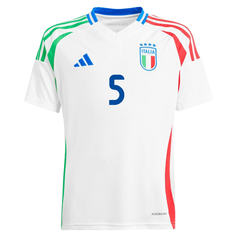 Riccardo Calafiori 5 Italy National Team 2024/25 Away YOUTH Jersey - White