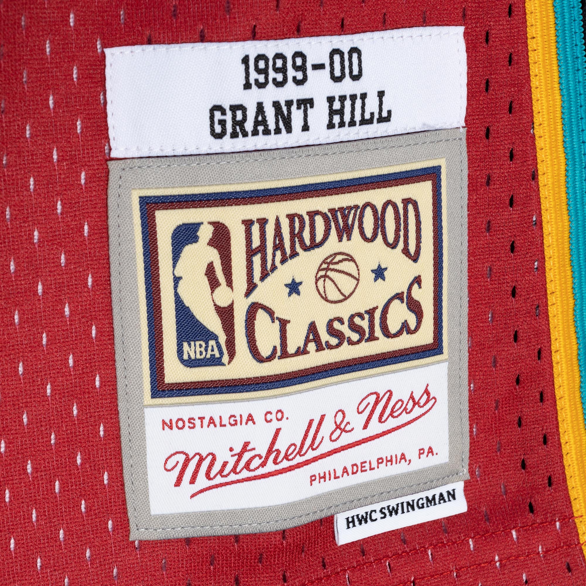 Grant Hill Detroit Pistons Mitchell & Ness Hardwood Classics 1999\/00 Split Swingman Jersey - Teal\/Red