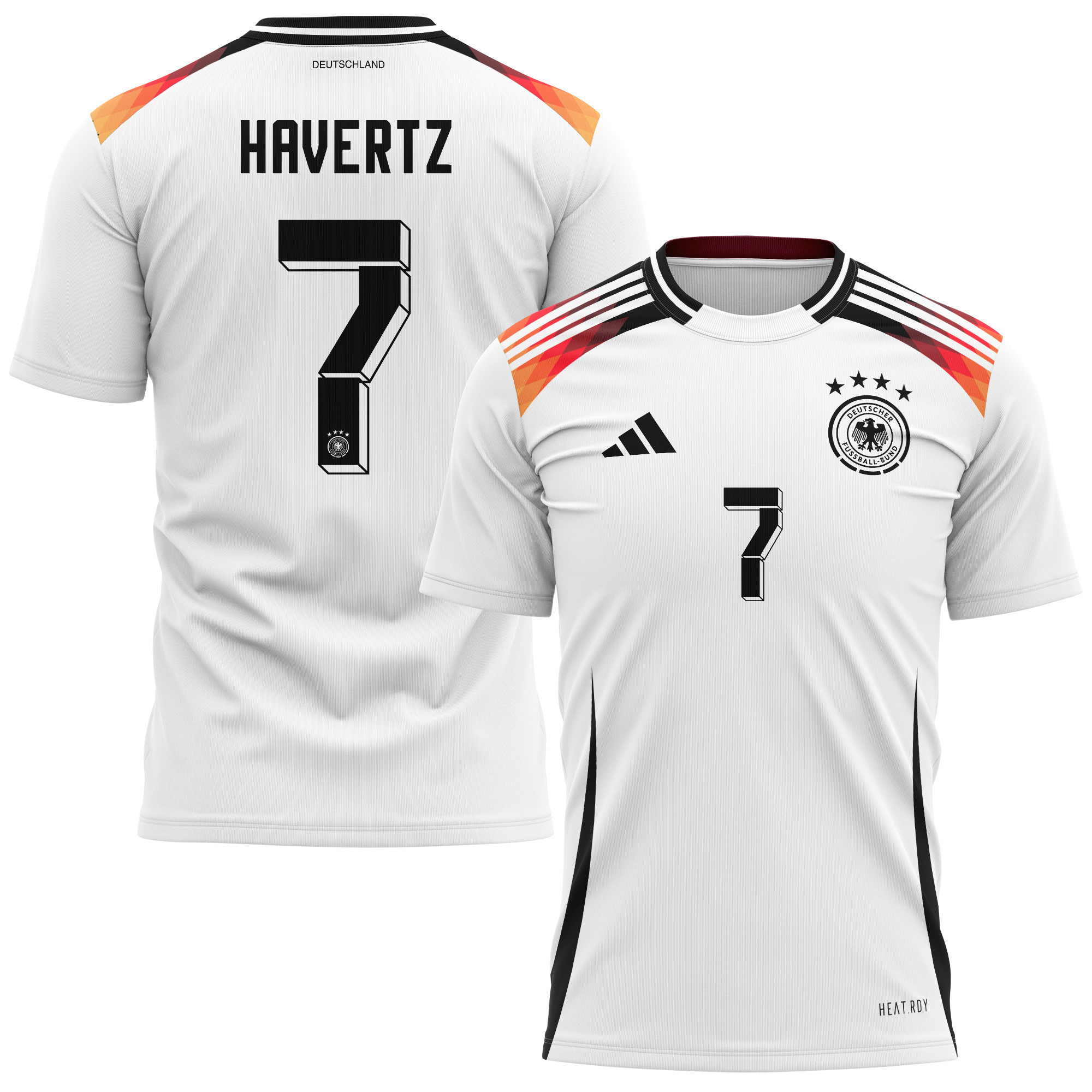 Kai Havertz 7 Germany National Team 2024 Home Kits AOP T-shirt - White