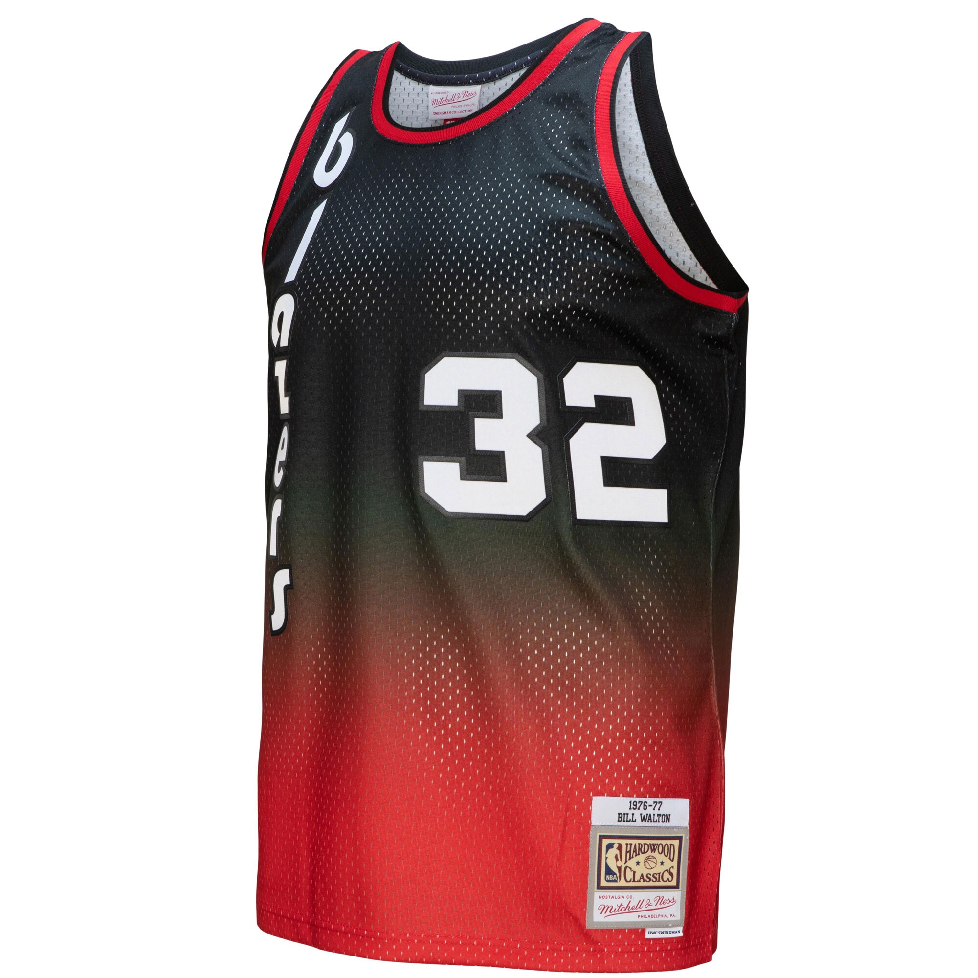 Bill Walton Portland Trail Blazers Mitchell & Ness 1976\/77 Hardwood Classics Fadeaway Swingman Player Jersey - Red\/Black