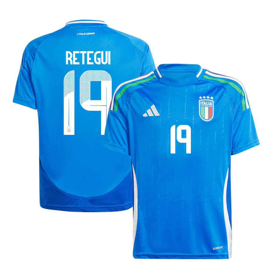 Mateo Retegui 19 Italy National Team 2024/25 Home YOUTH Jersey - Blue