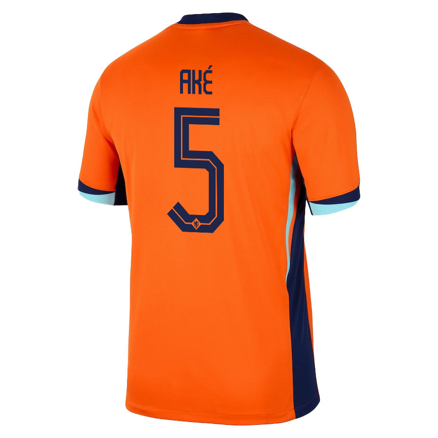 Nathan Aké 5 Netherlands National Team 2024/25 Home Men Jersey - Orange