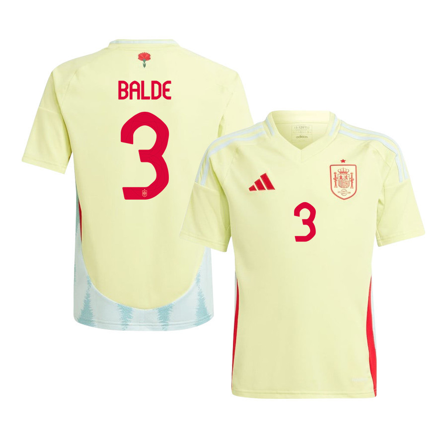 Alejandro Balde 3 Spain National Team 2024 Away YOUTH Jersey - Yellow