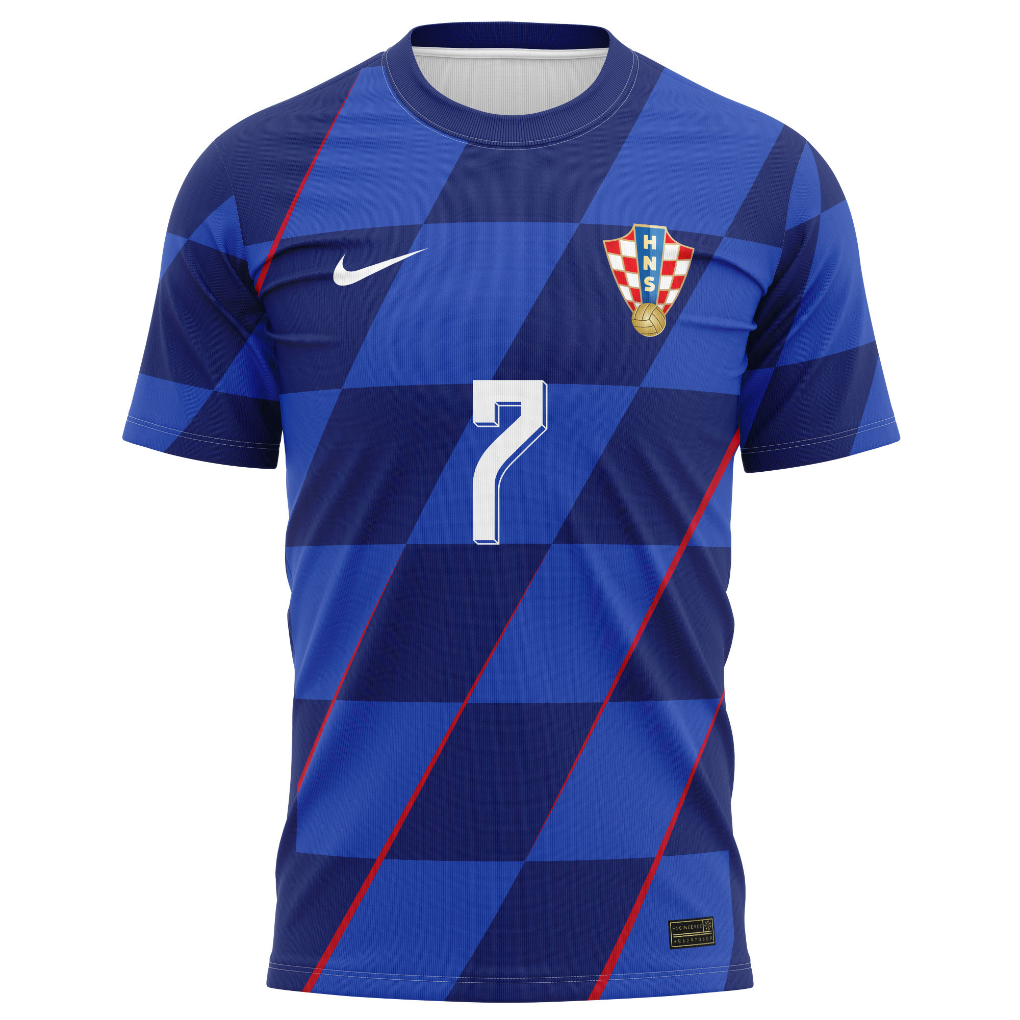 Lovro Majer 7 Signed Croatia National Team 2024/25 Away Kits AOP T-shirt Autographed - Navy