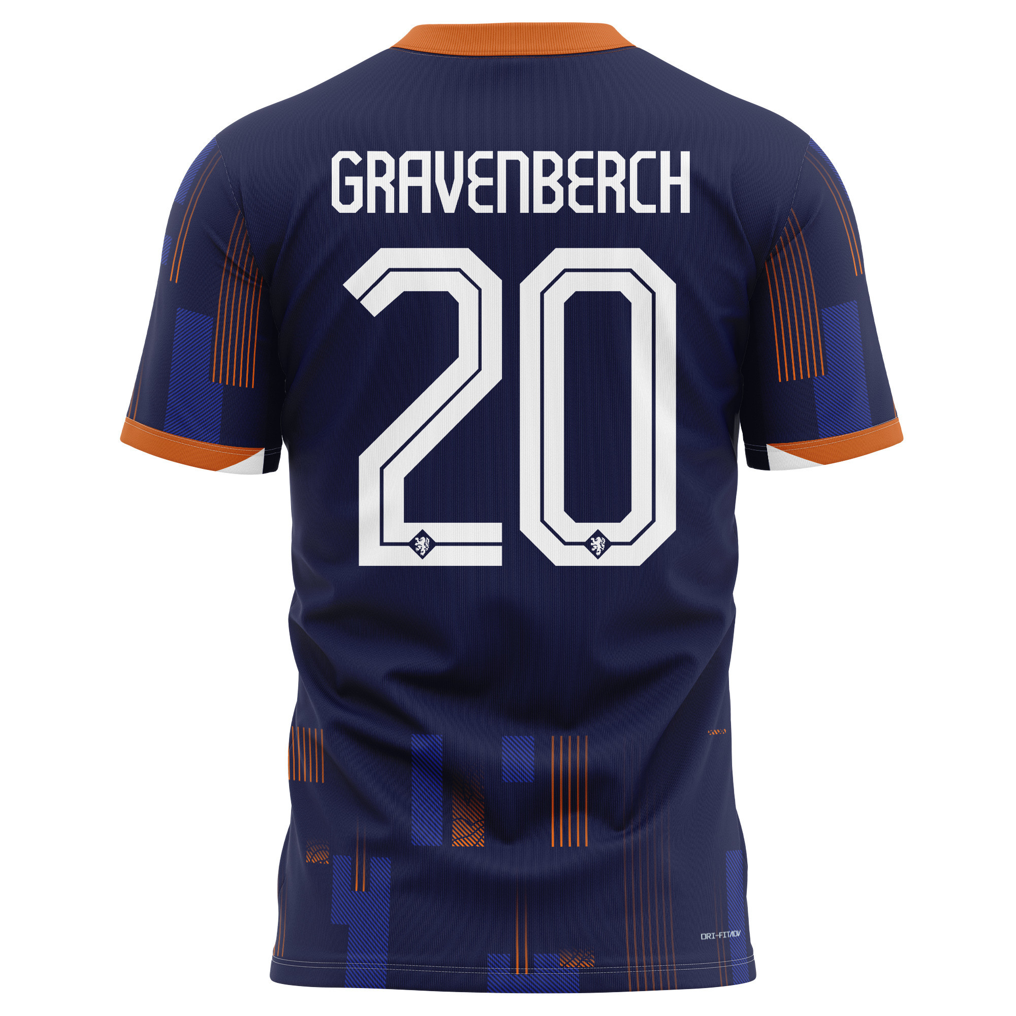 Ryan Gravenberch 20 Netherlands National Team 2024 Away Kits AOP T-shirt - Navy