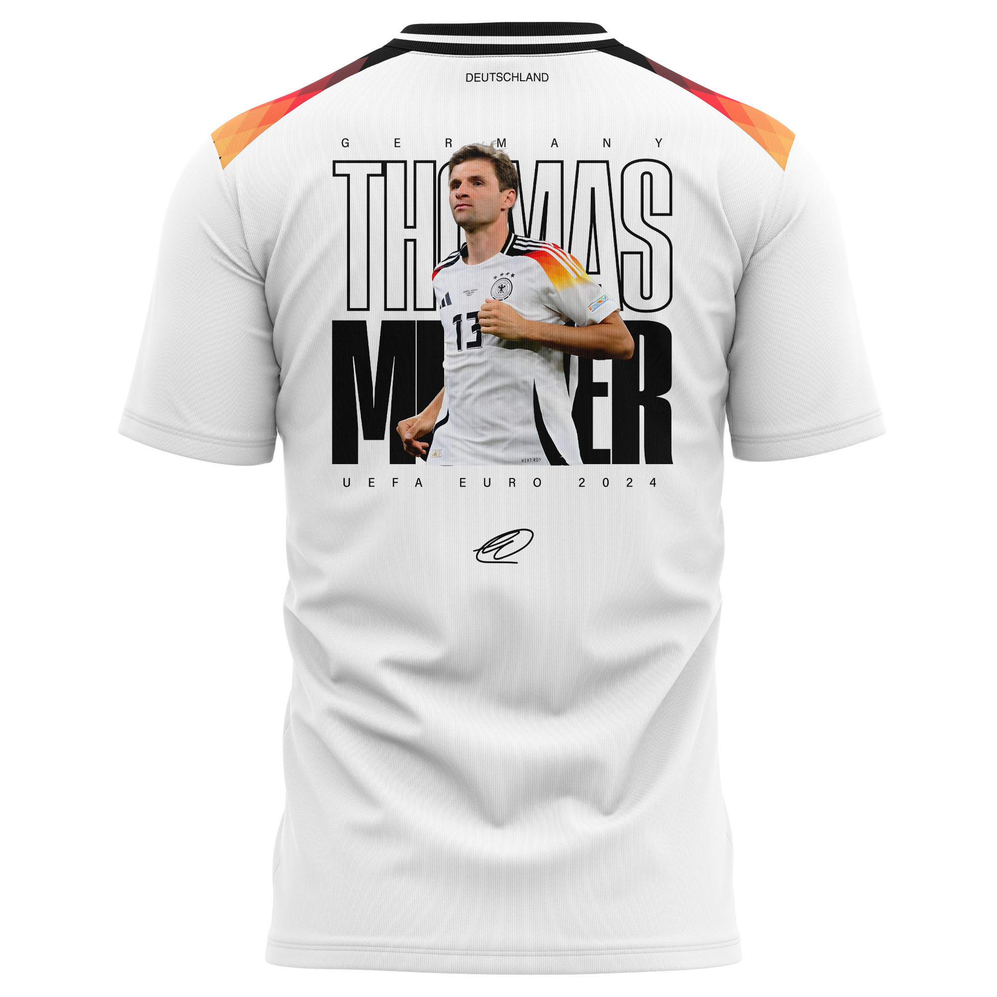 Thomas Müller 13 Signed Iconic Germany National Team 2024 Home Kits AOP T-shirt - White