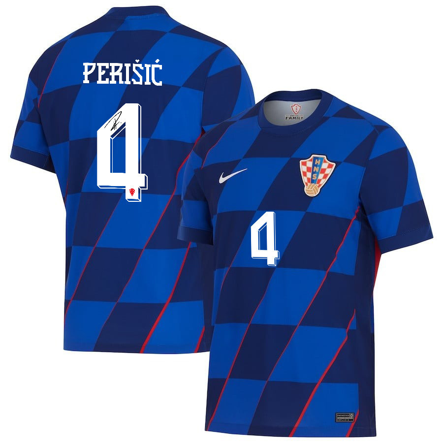 Ivan Perišić 4 Signed Croatia National Team 2024 Away Men Jersey Autographed - Navy