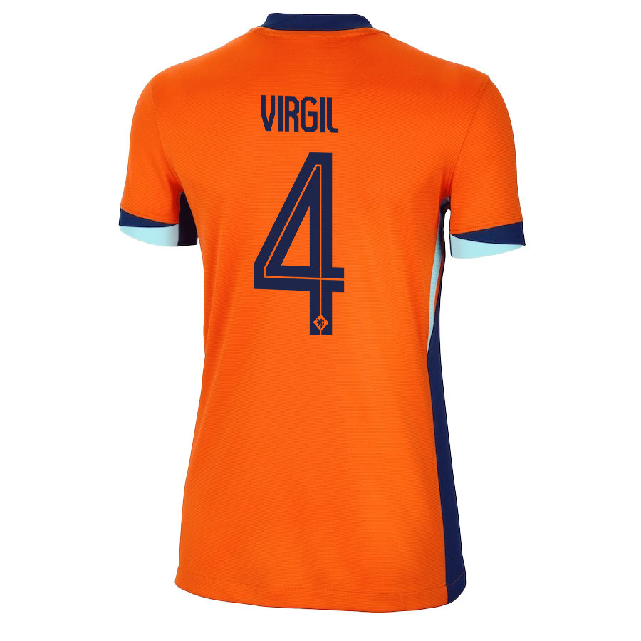 Virgil van Dijk 4 Netherlands National Team 2024/25 Home WOMEN Jersey - Orange